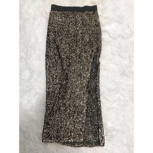 Sexy formal Sequin maxi skirt with slit